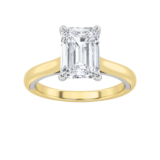 14K WY 2ct Lab Diamond Emerald Solitaire Ring