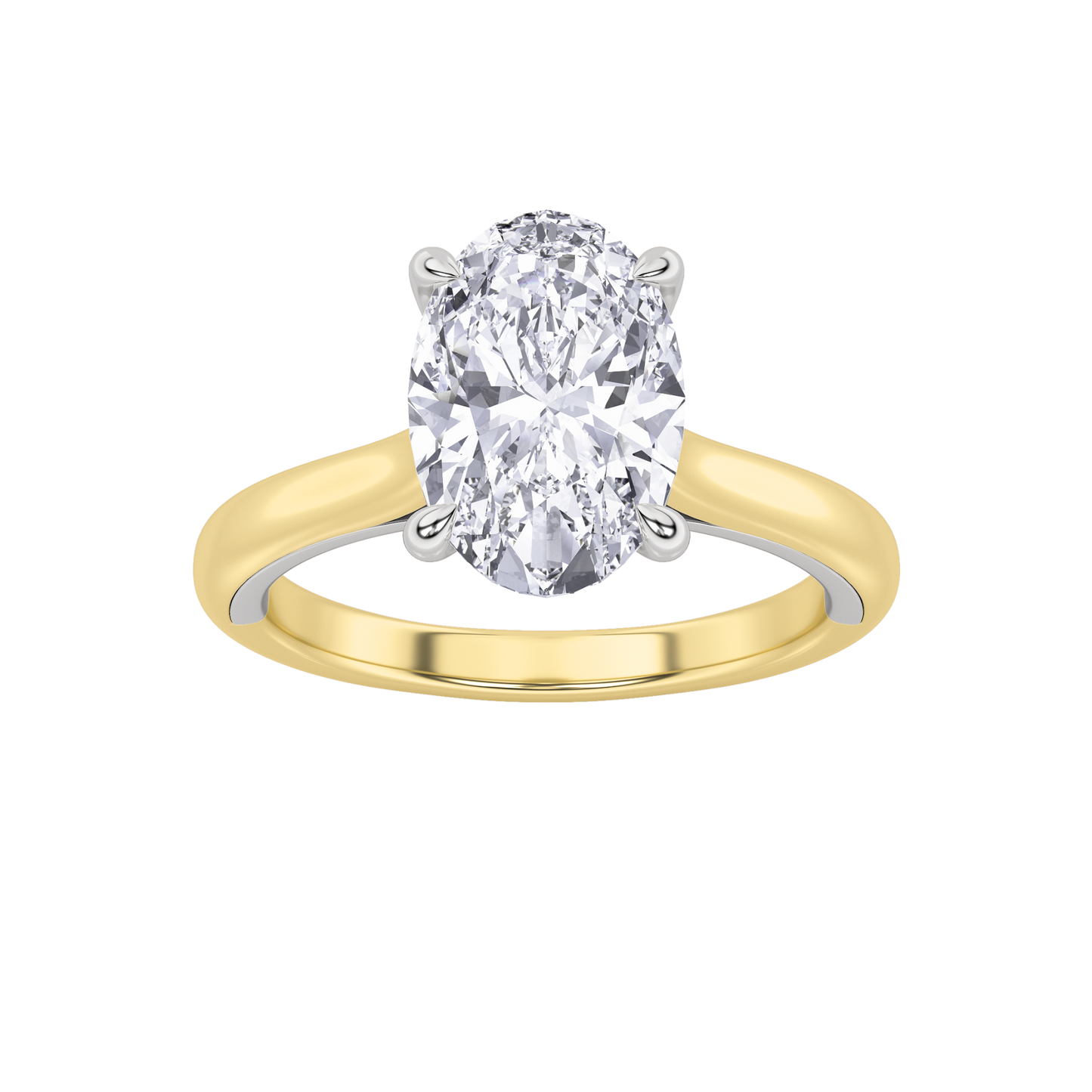 14K WY 2ct Lab Oval Diamond Solitaire Engagement Ring