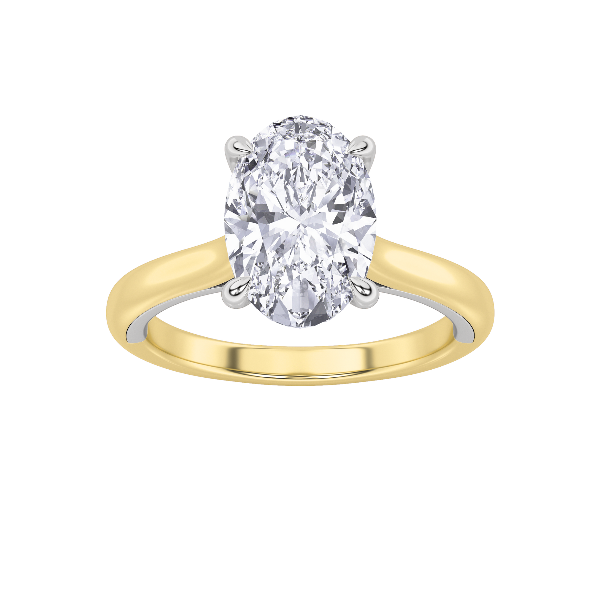 14K WY 2ct Lab Oval Diamond Solitaire Engagement Ring