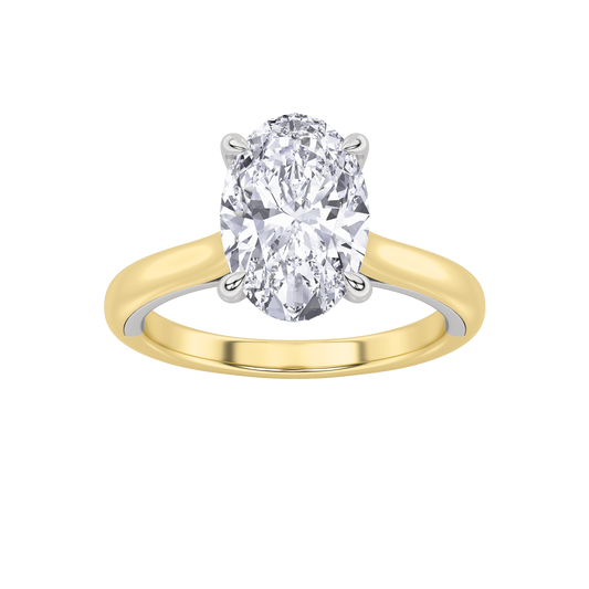 14K WY 2ct Lab Oval Diamond Solitaire Engagement Ring