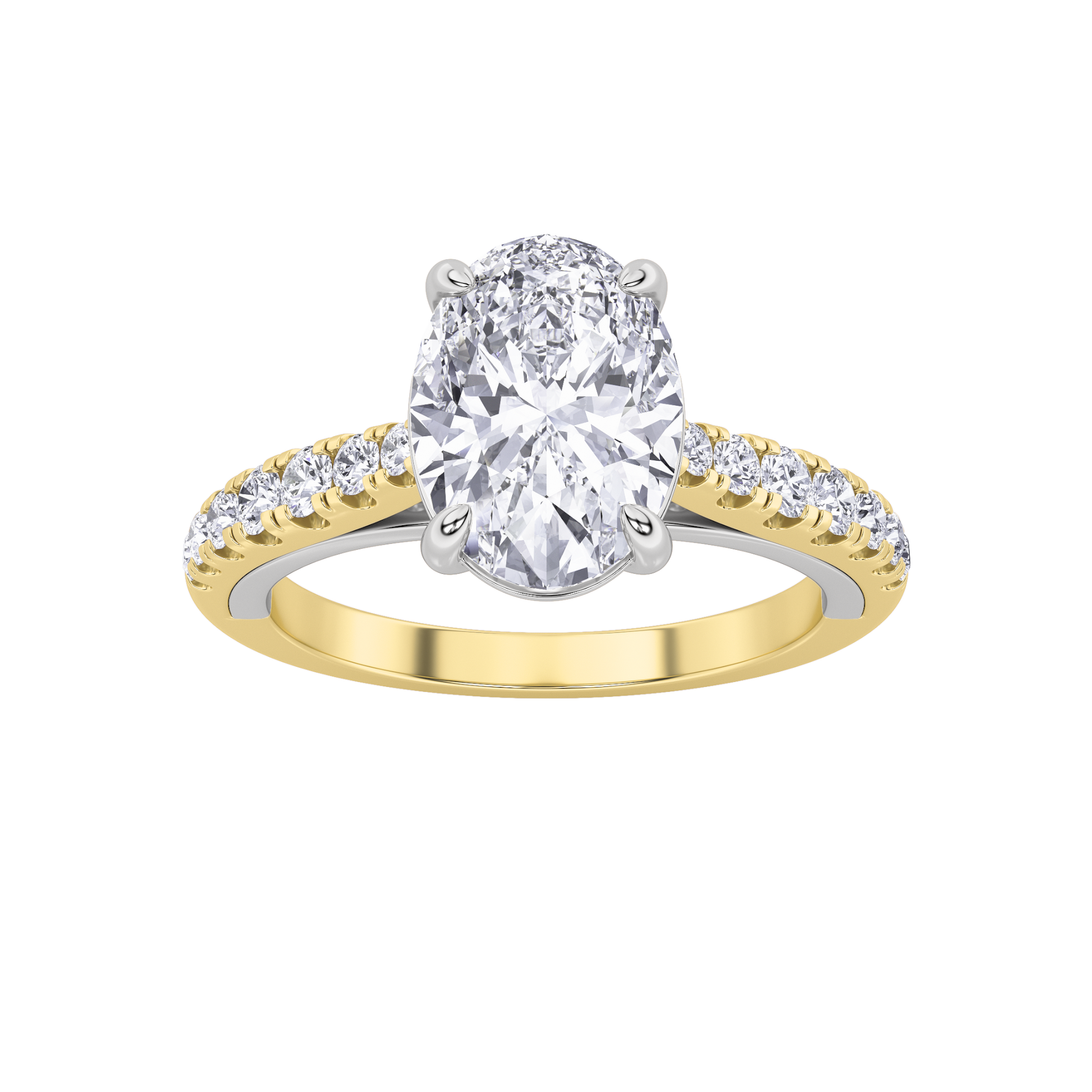 14K WY 2ct Lab Diamond Oval Solitaire Engagement Ring