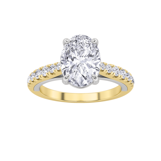 14K WY 2ct Lab Diamond Oval Solitaire Engagement Ring