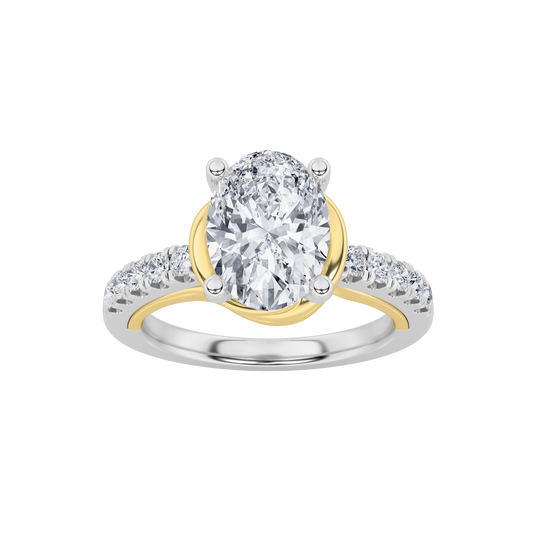 14K WY 4.50ct Lab Diamond Oval Solitaire Ring