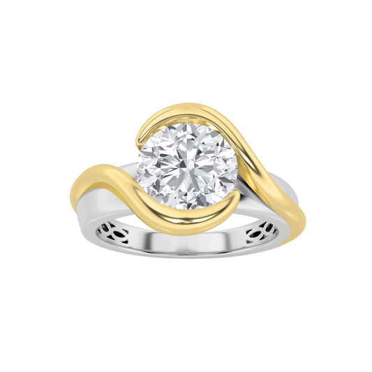14K WY 2ct Lab Diamond F+VS+ Contemporary Engagement Ring