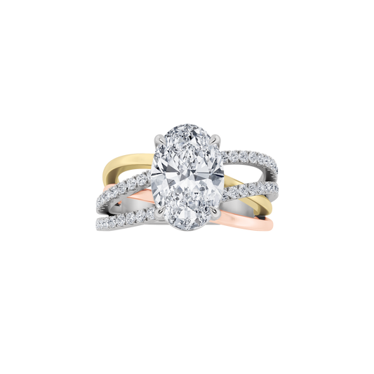 14K Rose Gold Lab Diamond Oval Solitaire Ring 3ct