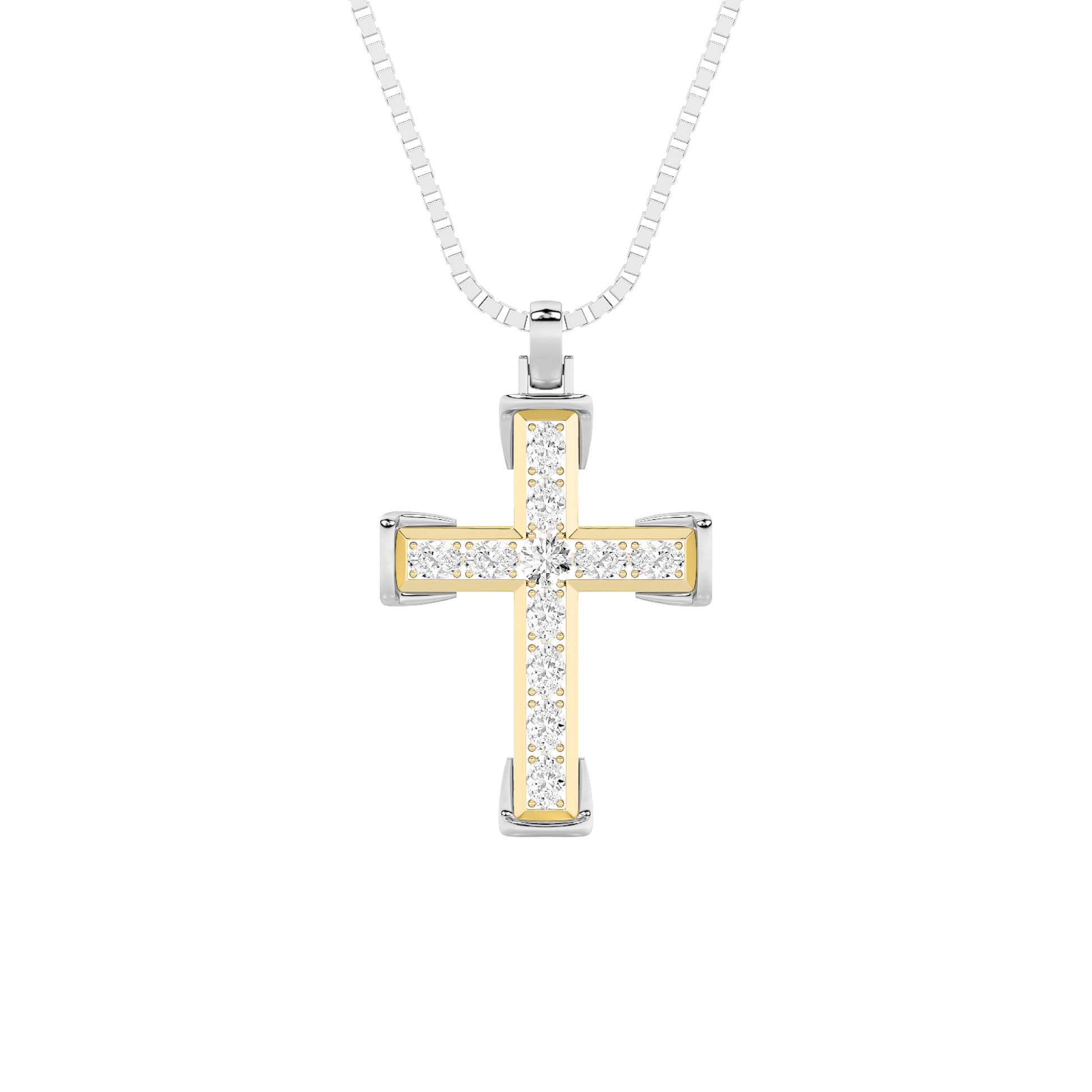 14K White Gold Lab Diamond Religious Pendant 3ct