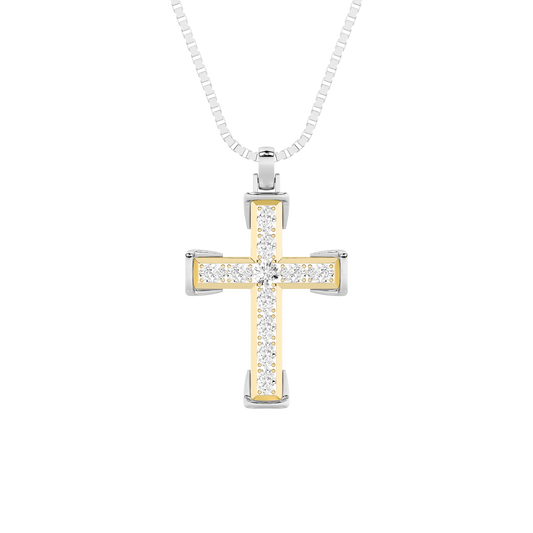 14K White Gold Lab Diamond Religious Pendant 3ct