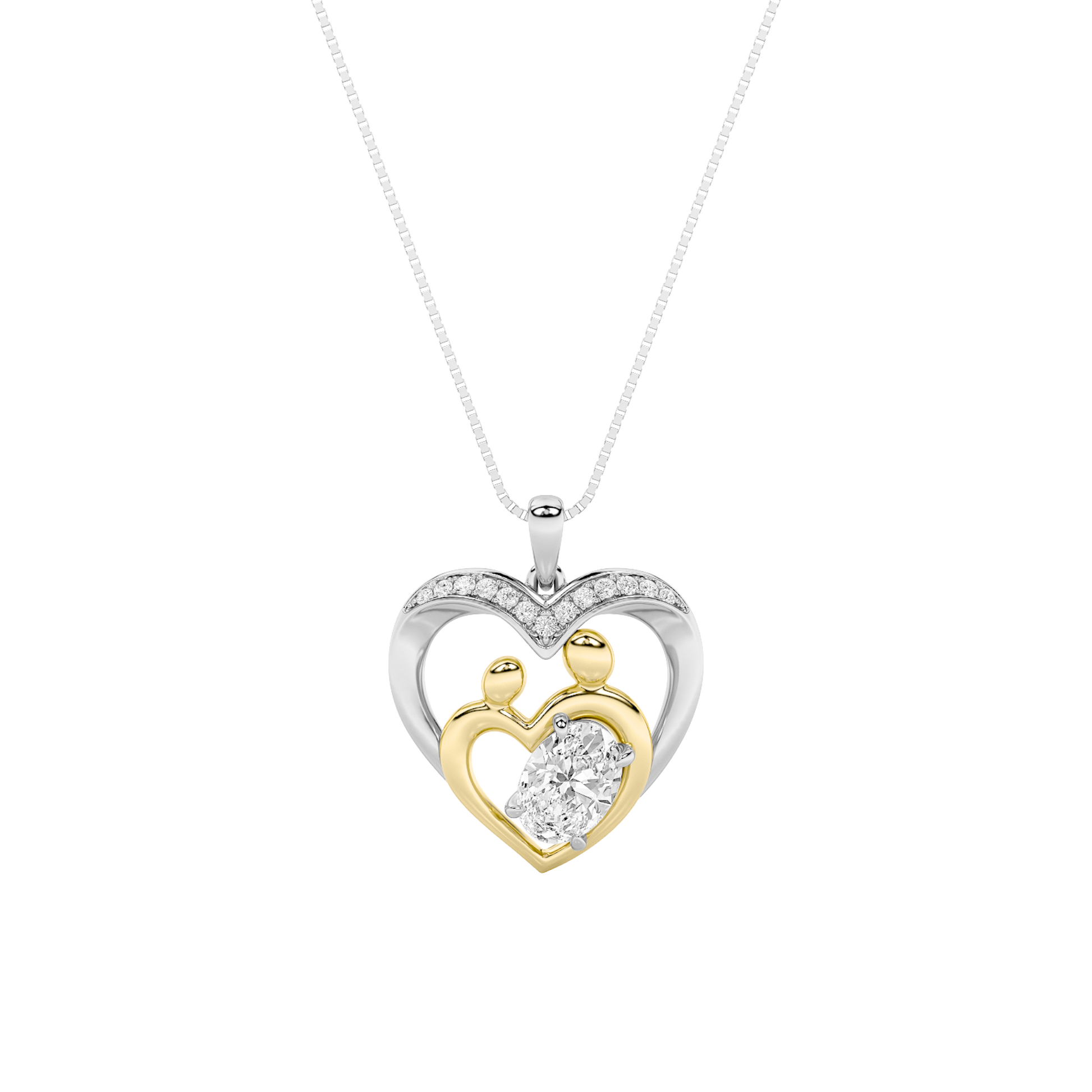 14K WY 3.5ct Lab Diamond Oval Pendant
