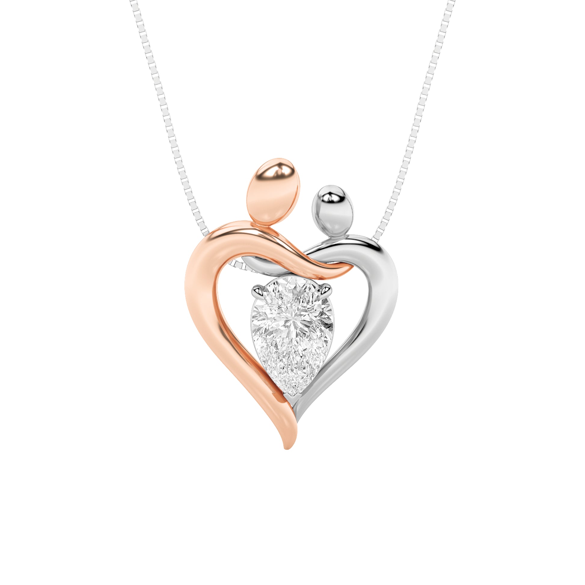 14K Two-Tone White/Rose Gold 1.5ct Lab Diamond PS Pendant