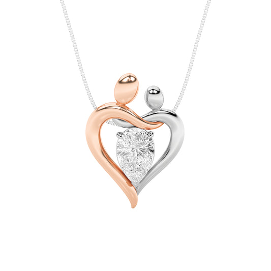 14K Two-Tone White/Rose Gold 1.5ct Lab Diamond PS Pendant