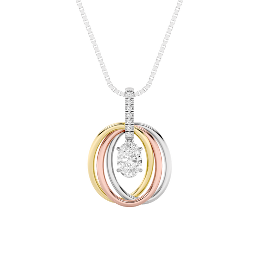 14K Rose Gold Lab Diamond Oval Tri-Tone Pendant 1.5ctw