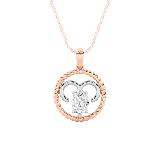 14K RW 1ct Lab Diamond Oval Solitaire Pendant