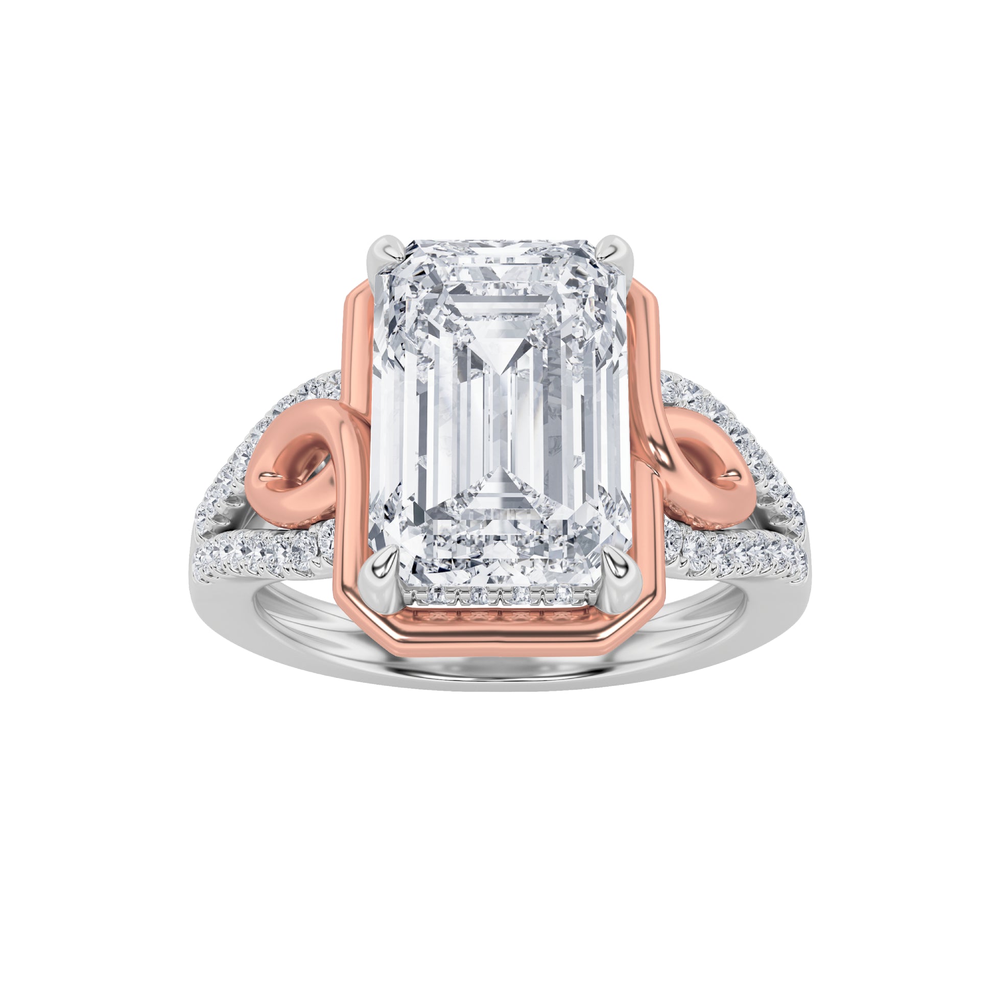 14K White Gold Lab Diamond Emerald Ring 4.27ct