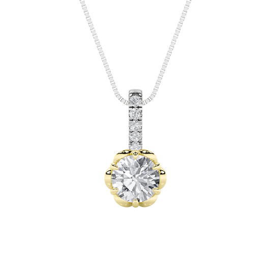 14K WY 1.5ct Lab Diamond Halo Pendant