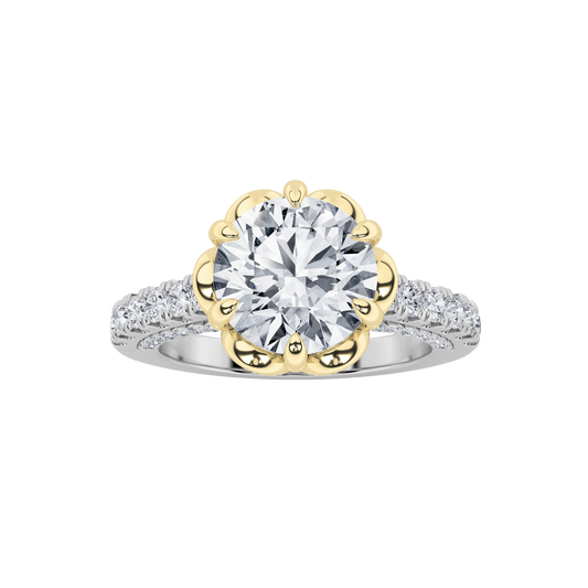 14K WY 2.5ct Lab Diamond Vintage Engagement Ring