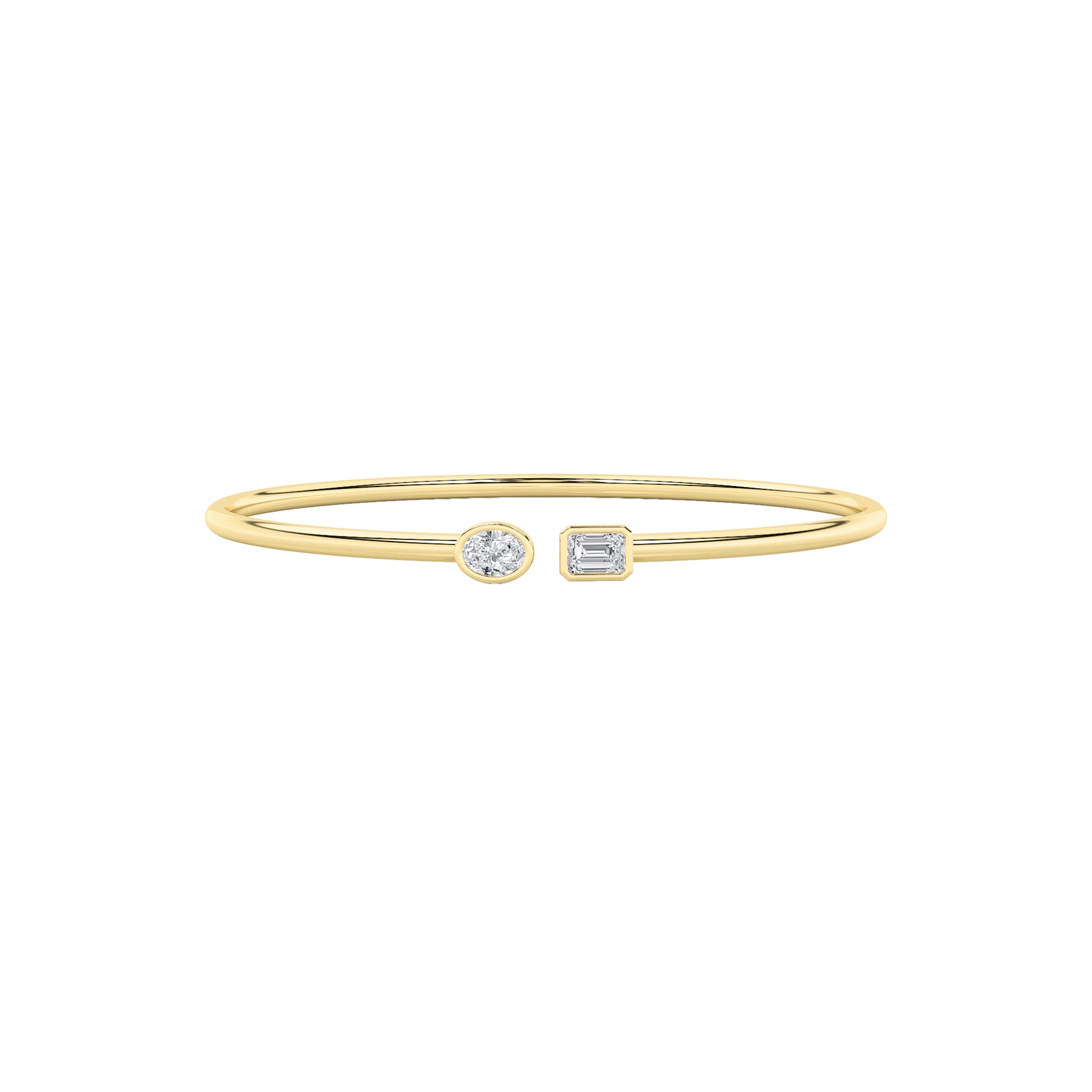 18KY/SIL 0.75ct Lab Diamond Emerald Bangle