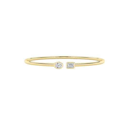 18KY/SIL 0.75ct Lab Diamond Emerald Bangle