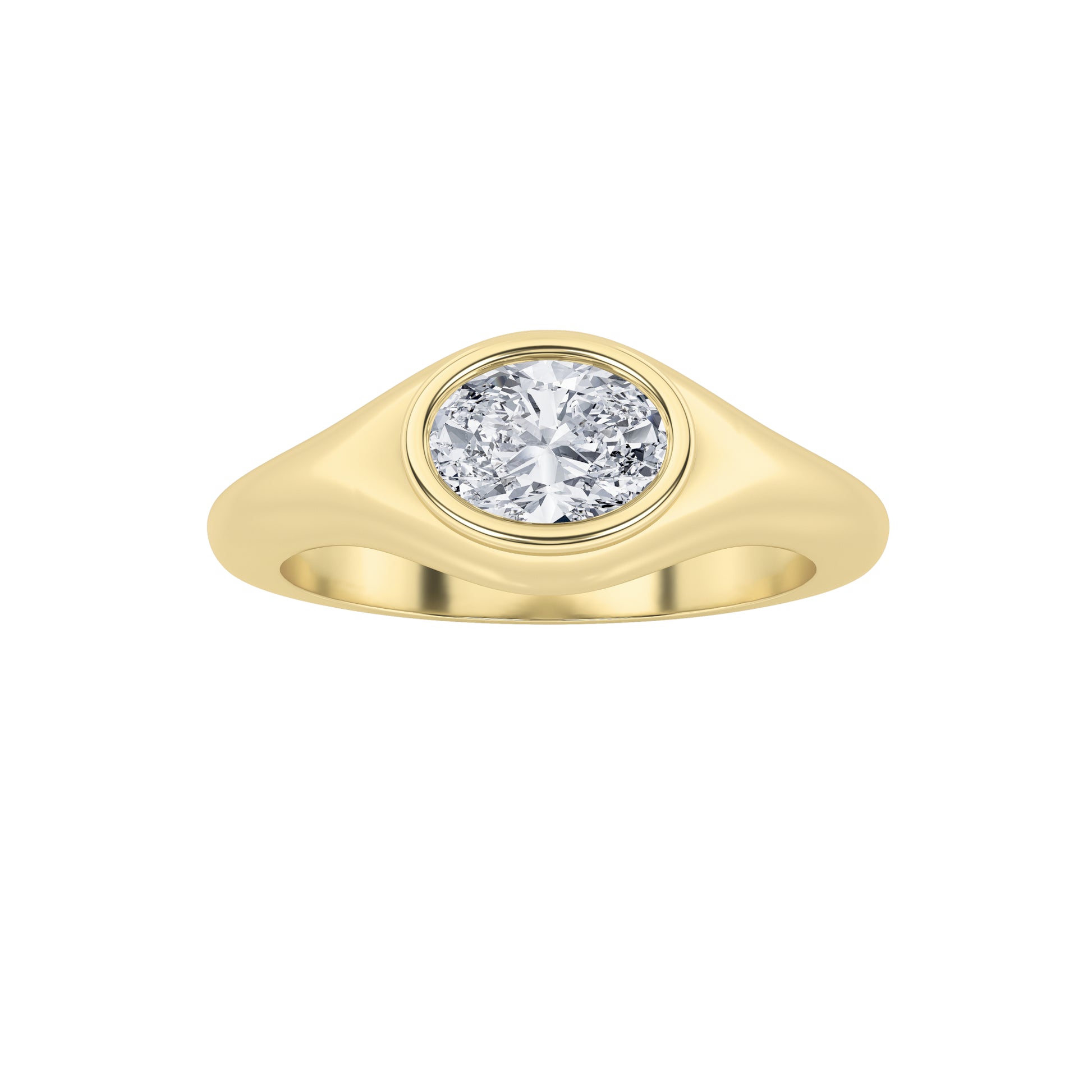 18KY/SIL 0.5ct Lab Diamond Oval Solitaire Ring