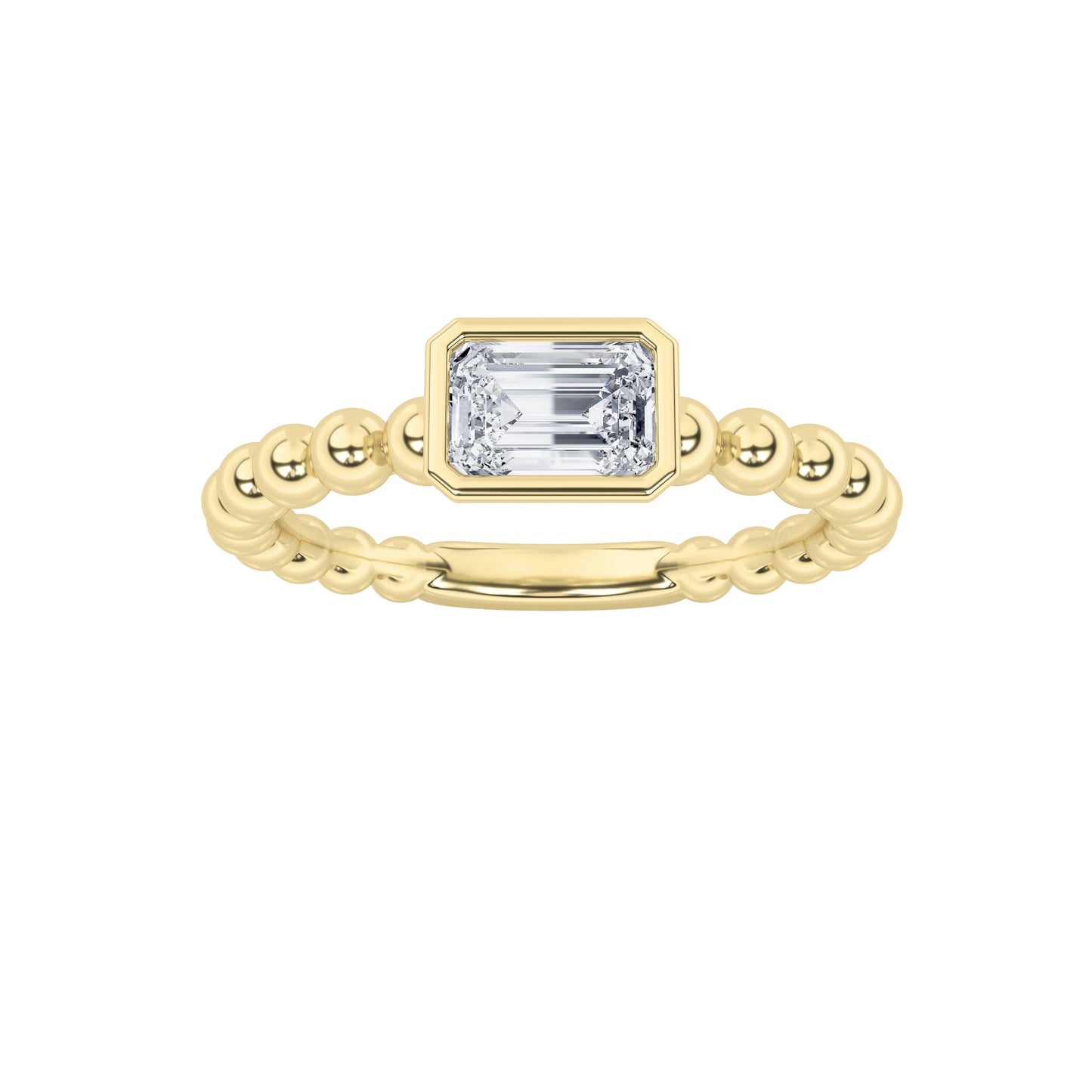 14KY/SIL 0.5ct Lab Diamond Emerald Stackable Ring