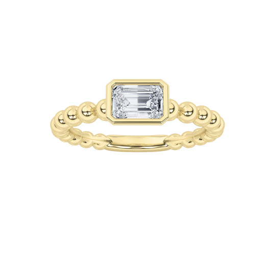 14KY/SIL 0.5ct Lab Diamond Emerald Stackable Ring