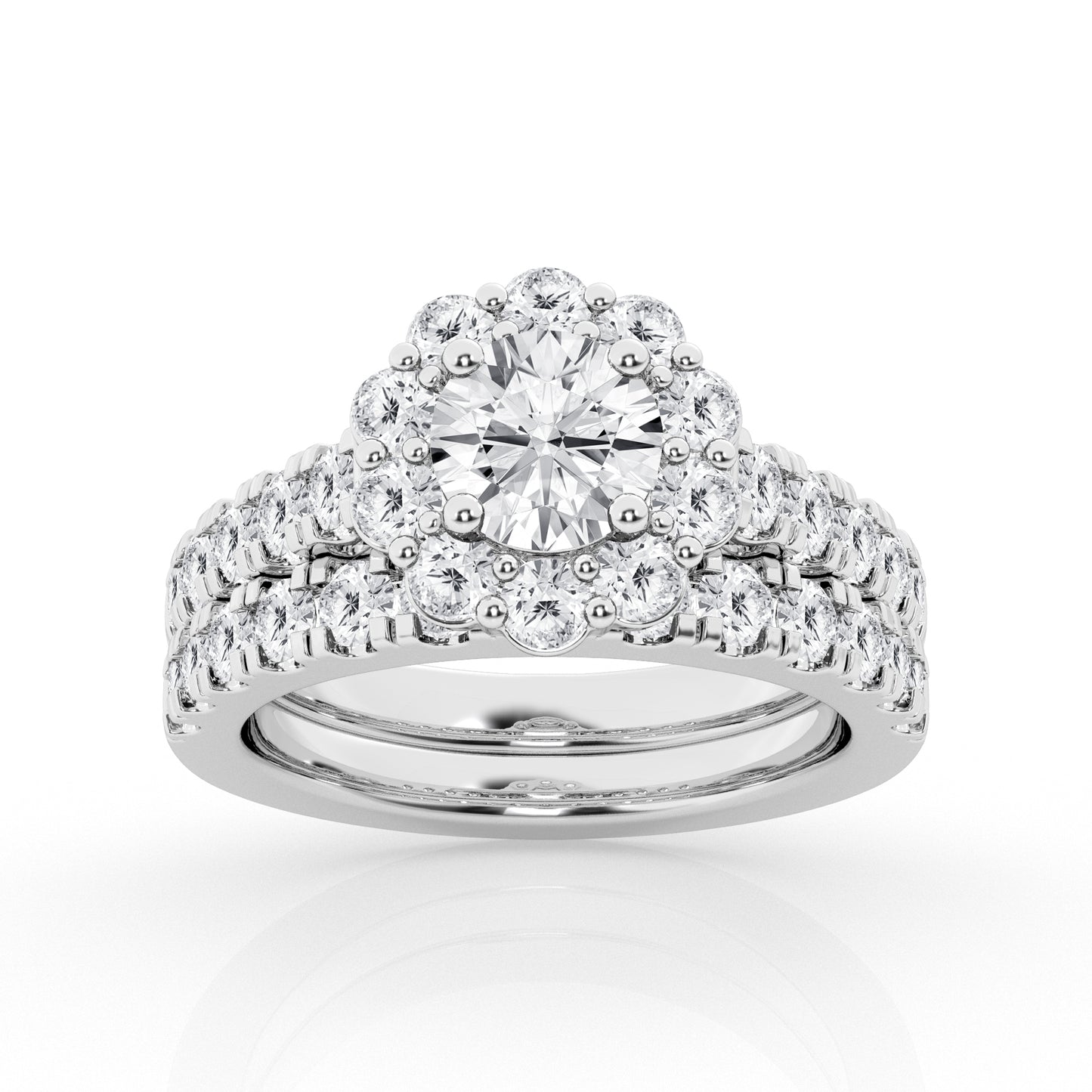 14K White Gold Lab Diamond Celestial Halo Engagement Ring