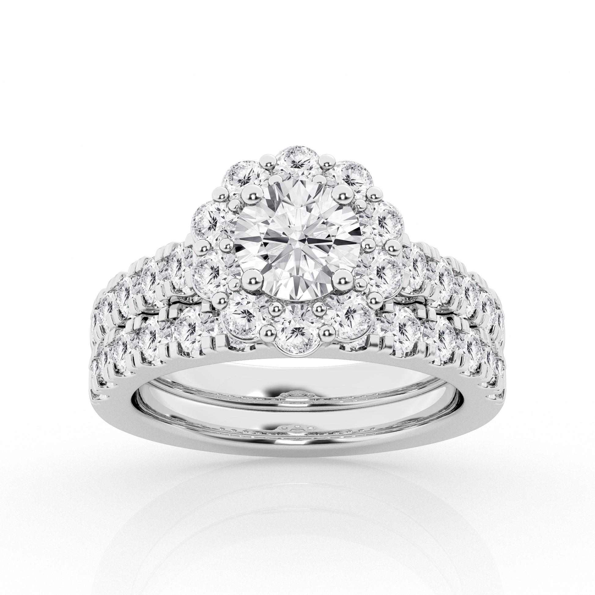 14K White Gold Lab Diamond Celestial Halo Engagement Ring
