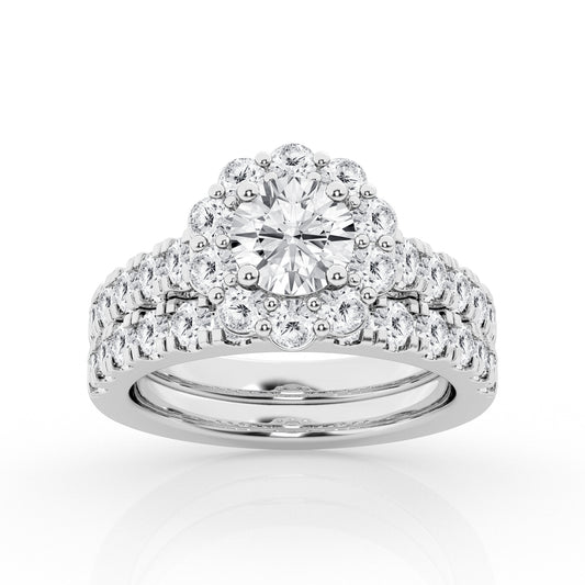 14K White Gold Lab Diamond Celestial Halo Engagement Ring
