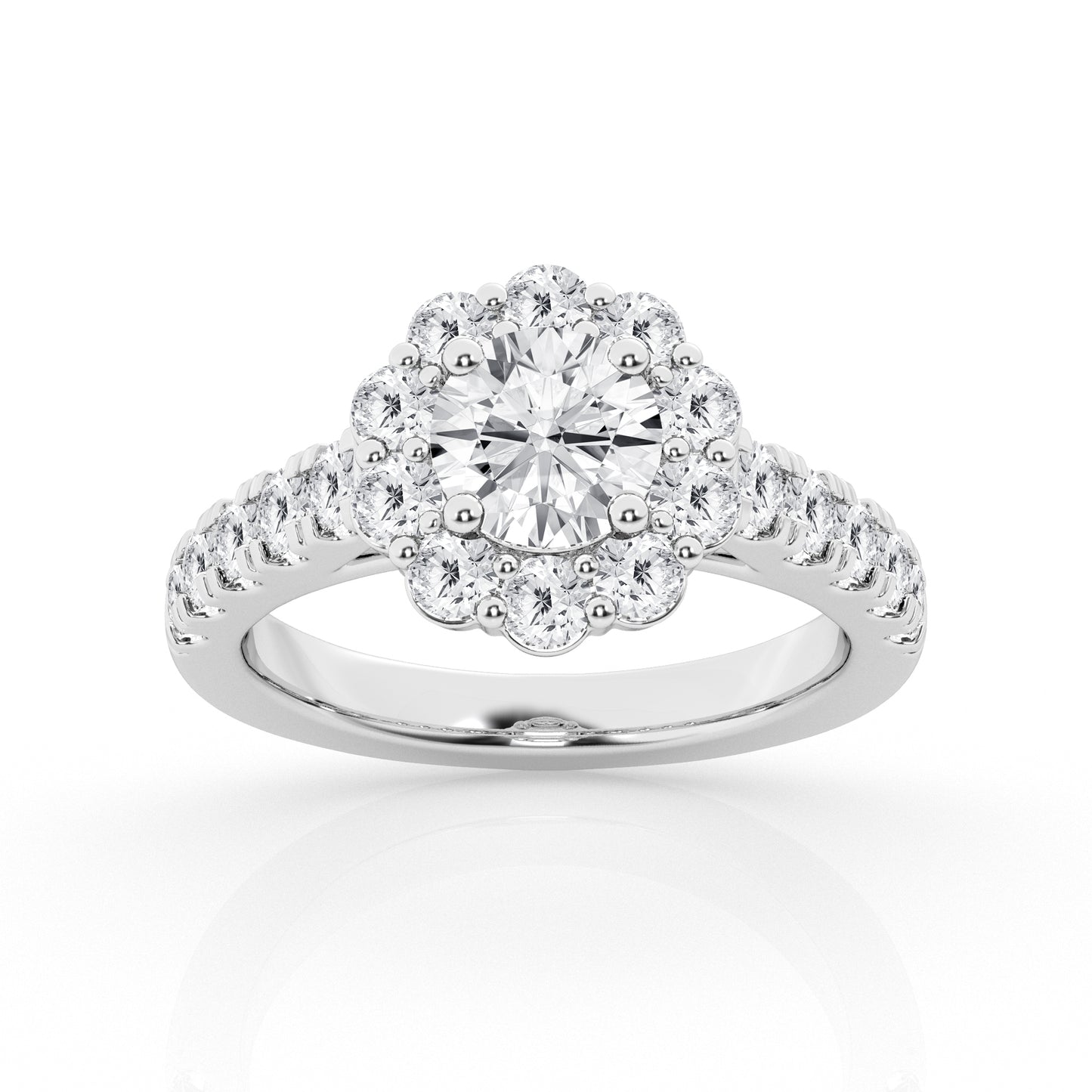 14K White Gold Lab Diamond Celestial Halo Engagement Ring