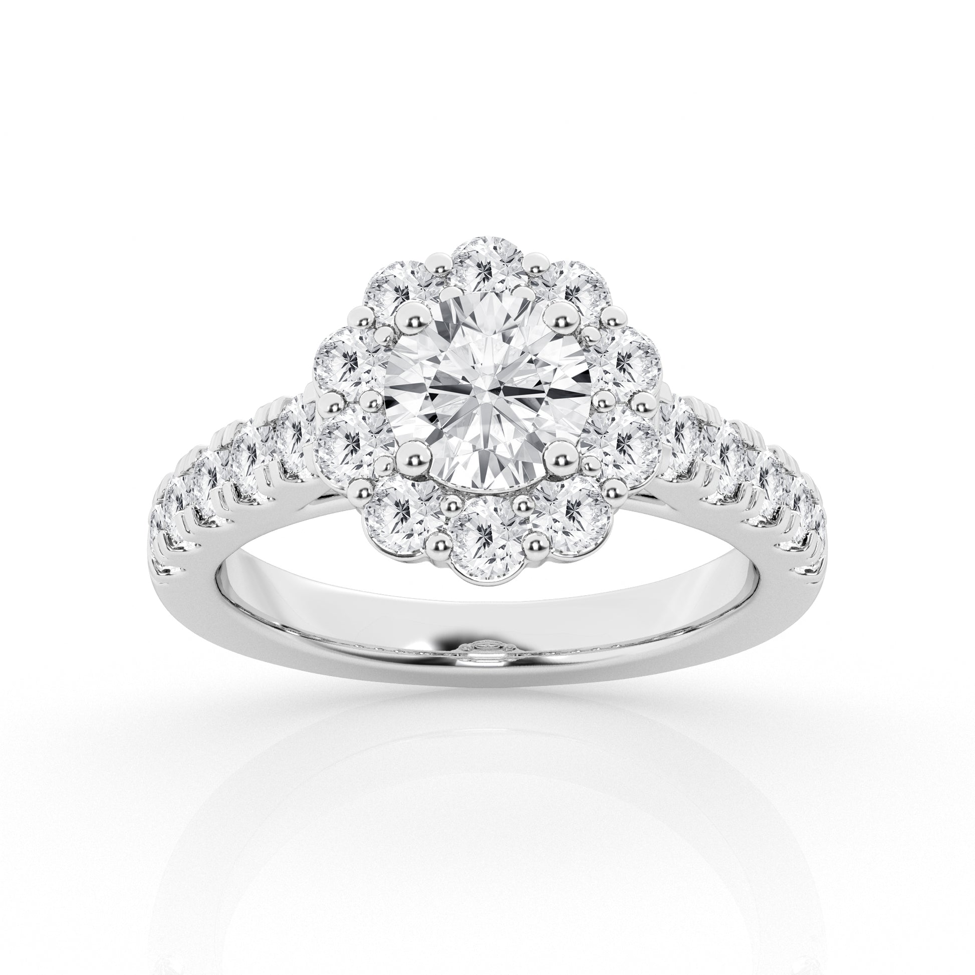 14K White Gold Lab Diamond Celestial Halo Engagement Ring
