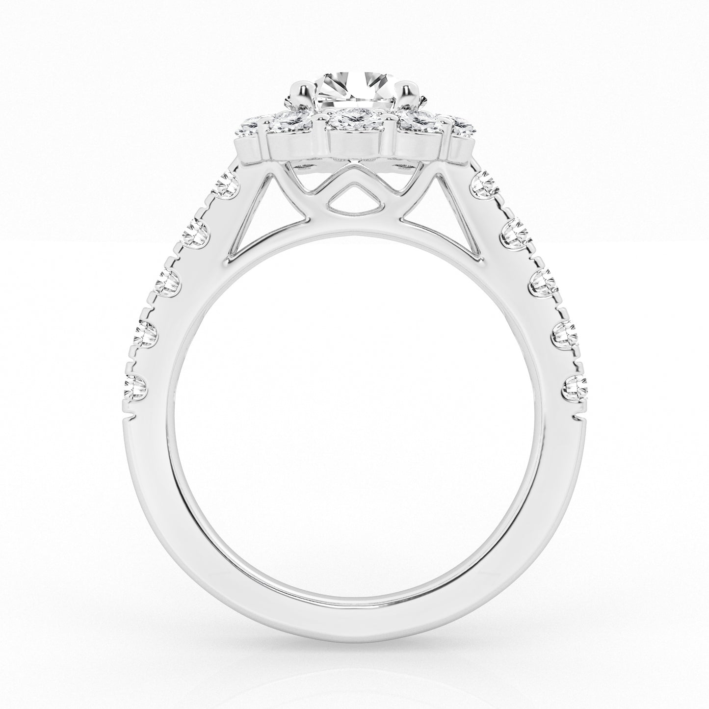 14K White Gold Lab Diamond Celestial Halo Engagement Ring