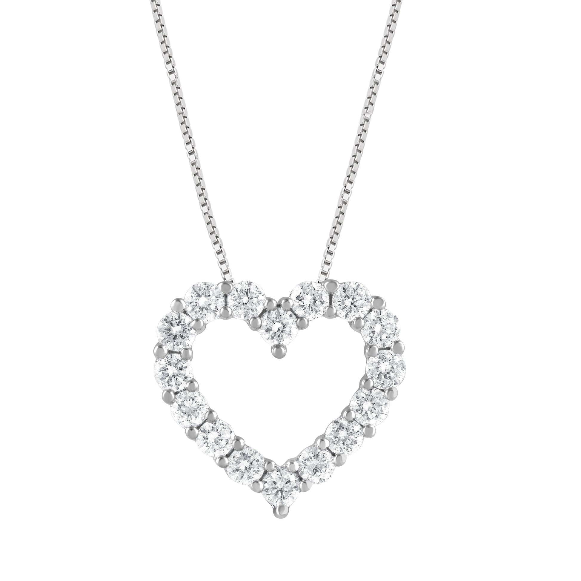 14K White Gold Lab Diamond Heart Pendant Necklace