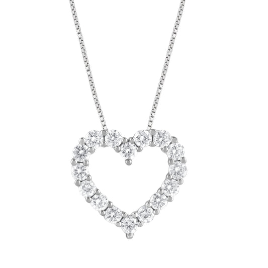 14K White Gold Lab Diamond Heart Pendant Necklace