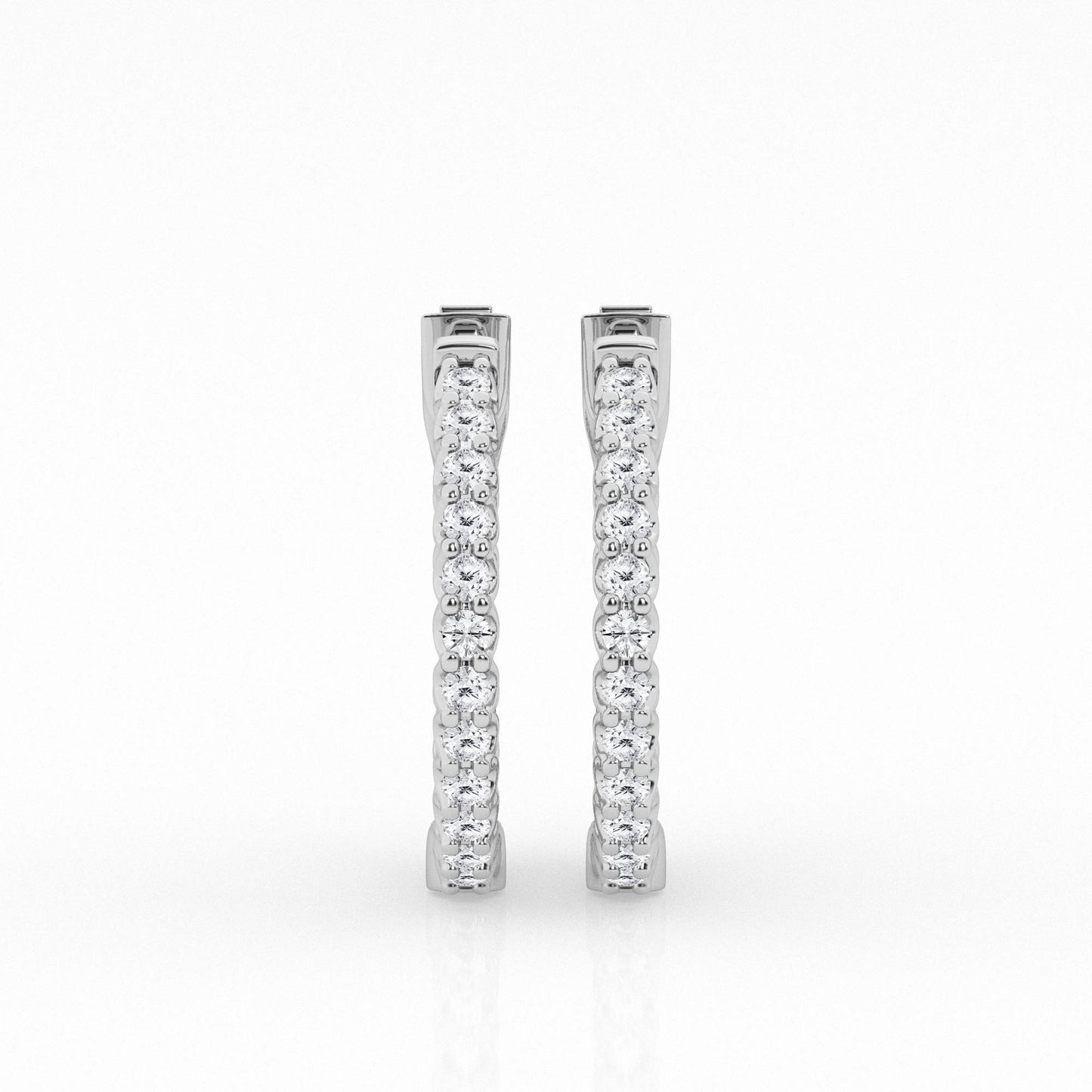 14K White Gold Lab Diamond Hoop Earrings (2.5 cttw)