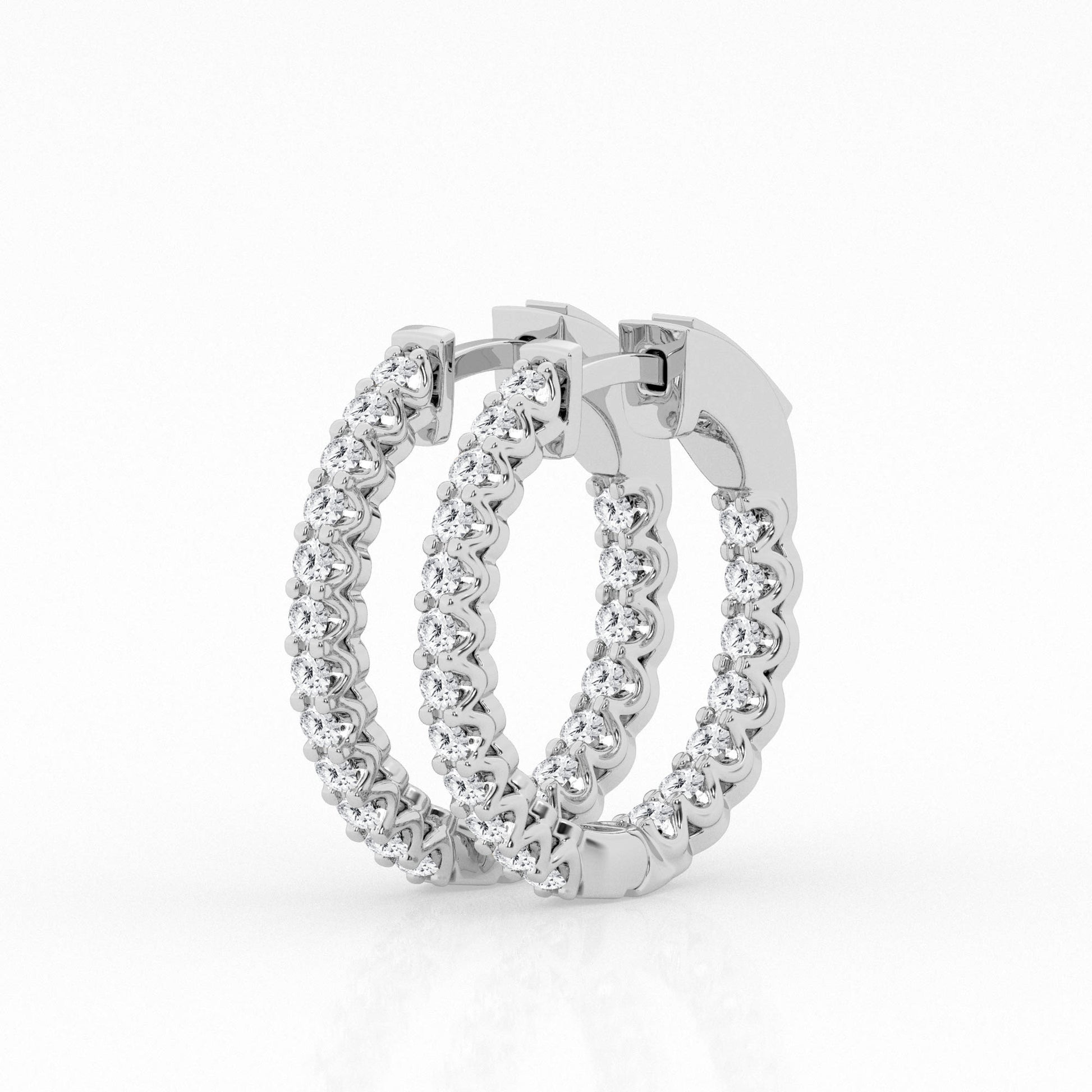 14K White Gold Lab Diamond Hoop Earrings (2.5 cttw)