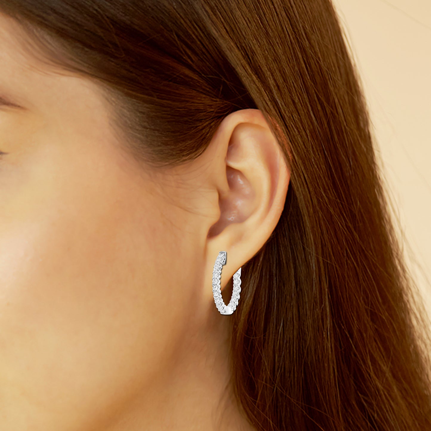 14K White Gold Lab Diamond Hoop Earrings (2.5 cttw)