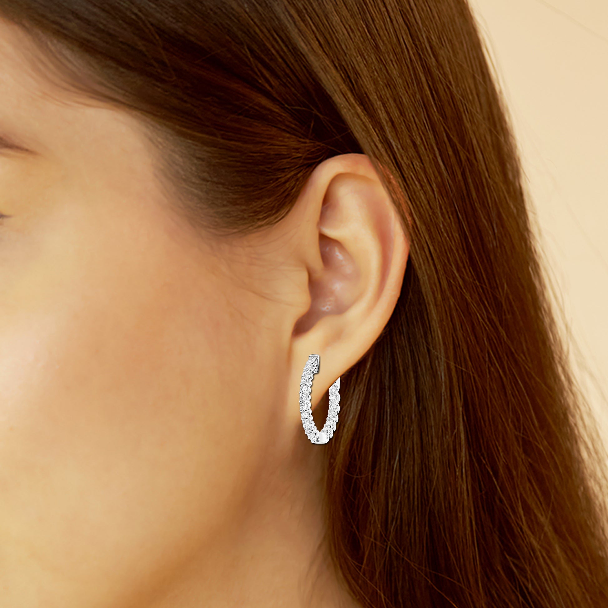 14K White Gold Lab Diamond Hoop Earrings (2.5 cttw)