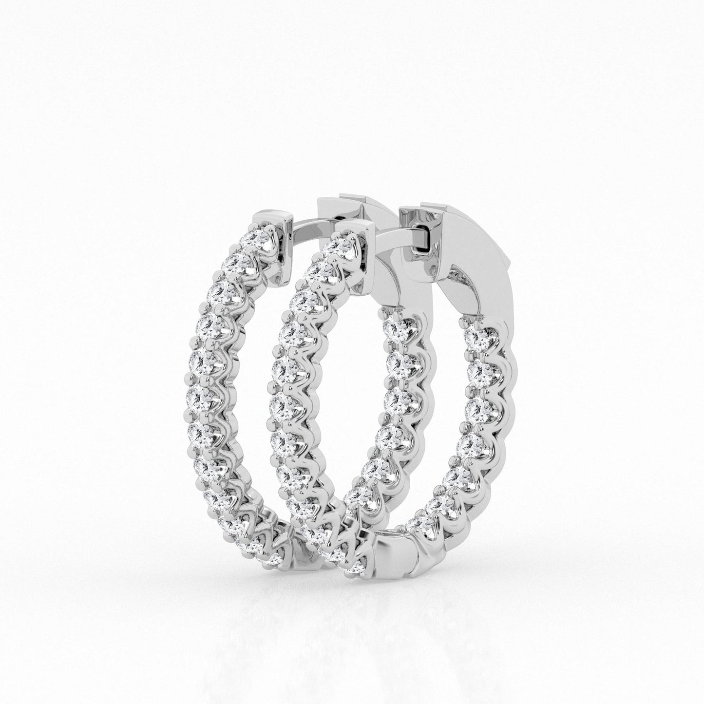 14K White Gold Lab Diamond Round Hoop Earrings (8.00 cttw)