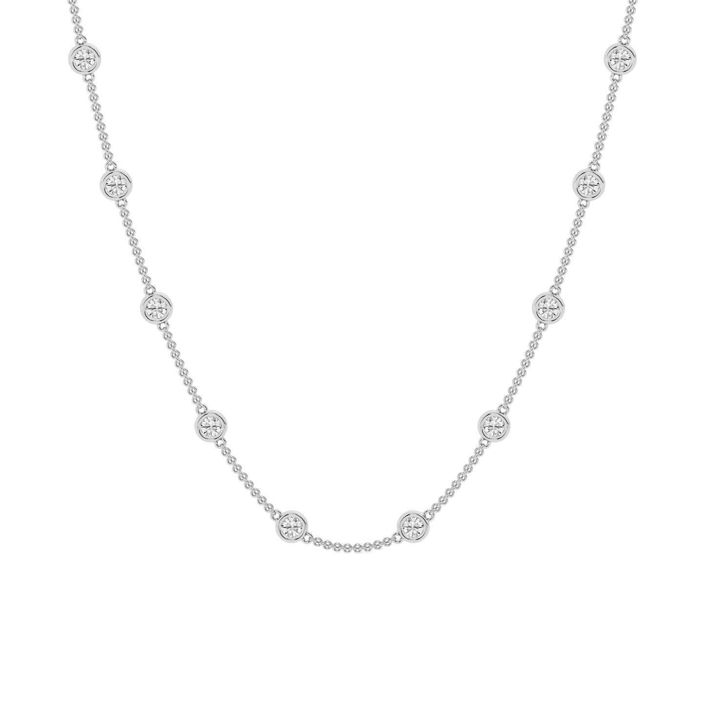 14K Yellow Gold Lab Diamond Stationed Necklace