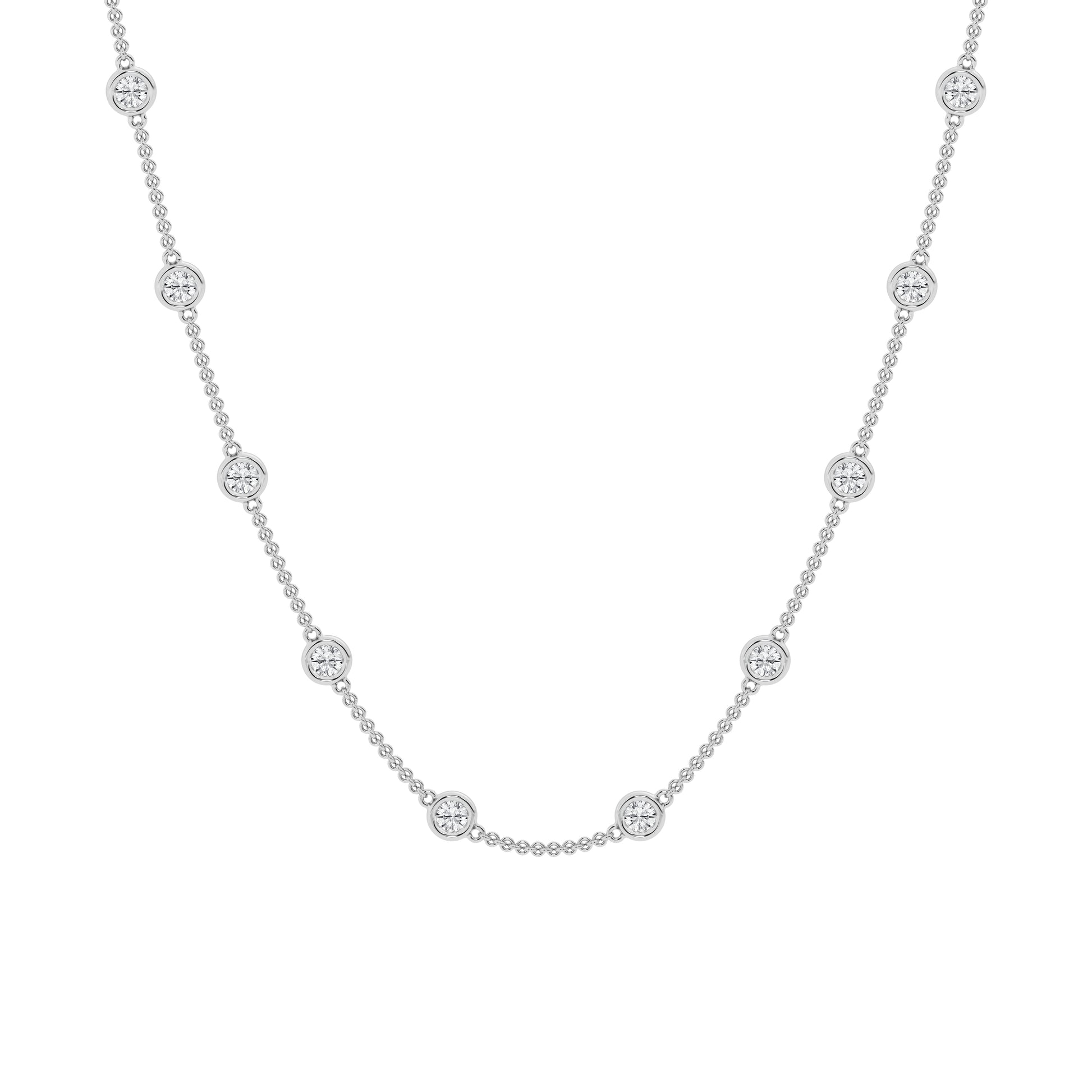 14K Yellow Gold Lab Diamond Stationed Necklace