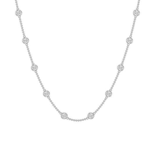 14K Yellow Gold Lab Diamond Stationed Necklace
