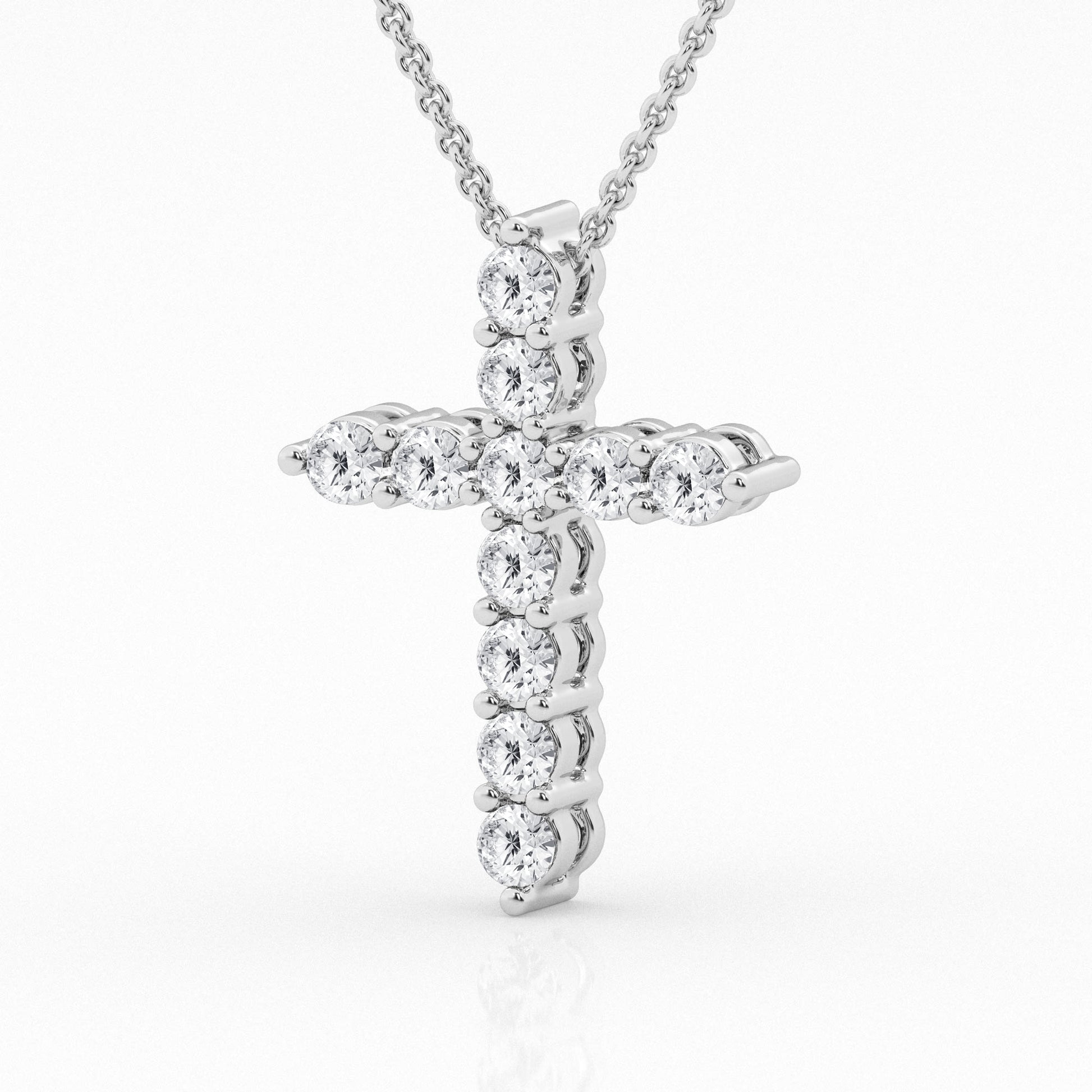 14K White Gold Lab Diamond Cross Pendant Necklace