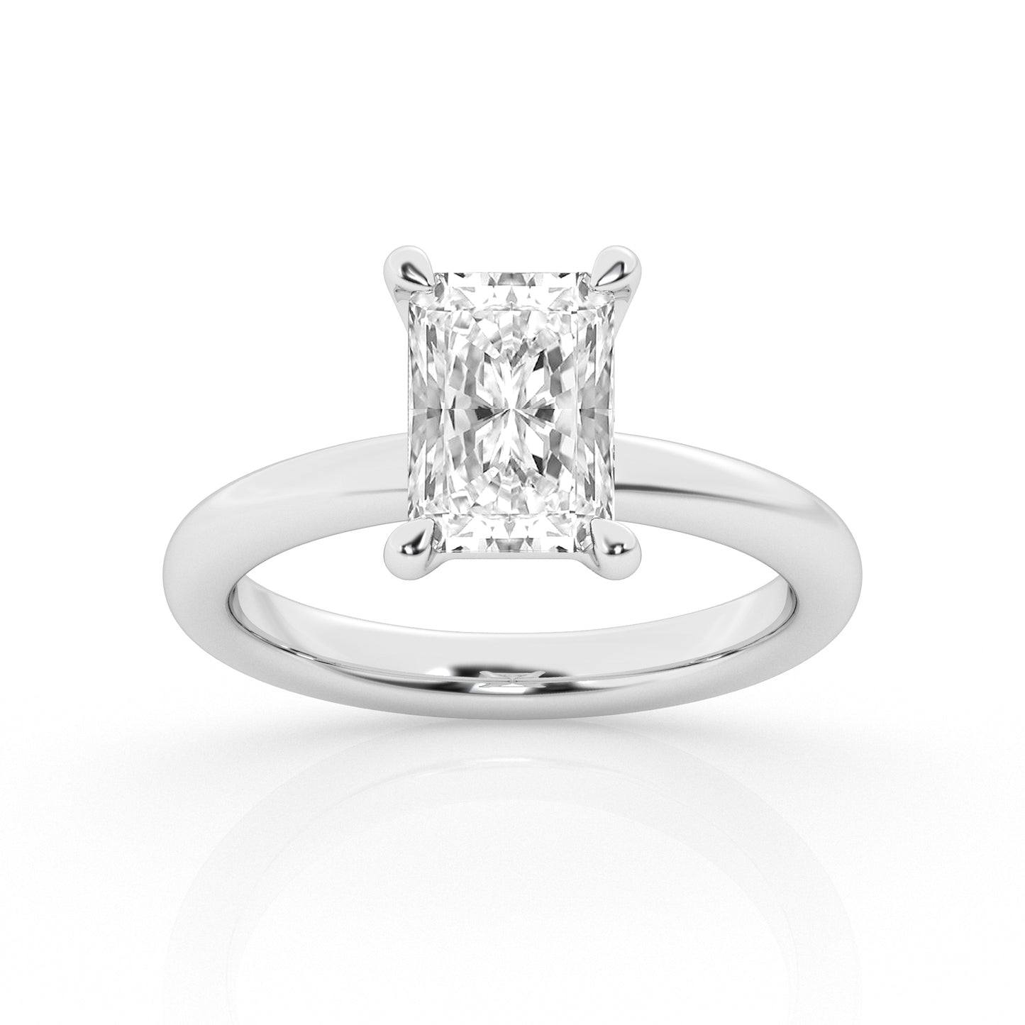14K White Gold 3ct Radiant Lab Diamond Solitaire Ring