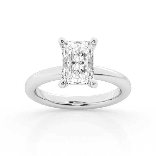 14K White Gold 2ct Radiant Lab Diamond Solitaire Ring