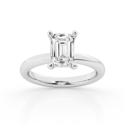 Timeless 2ct Emerald Cut Lab Diamond Solitaire Ring in 14K White Gold