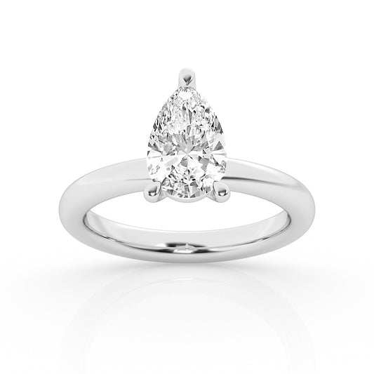 14K White Gold 2ct Pear Lab Diamond Solitaire Ring