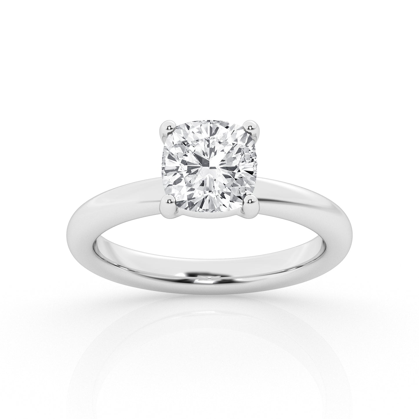 14K White Gold 2ct Cushion Lab Diamond Solitaire Ring