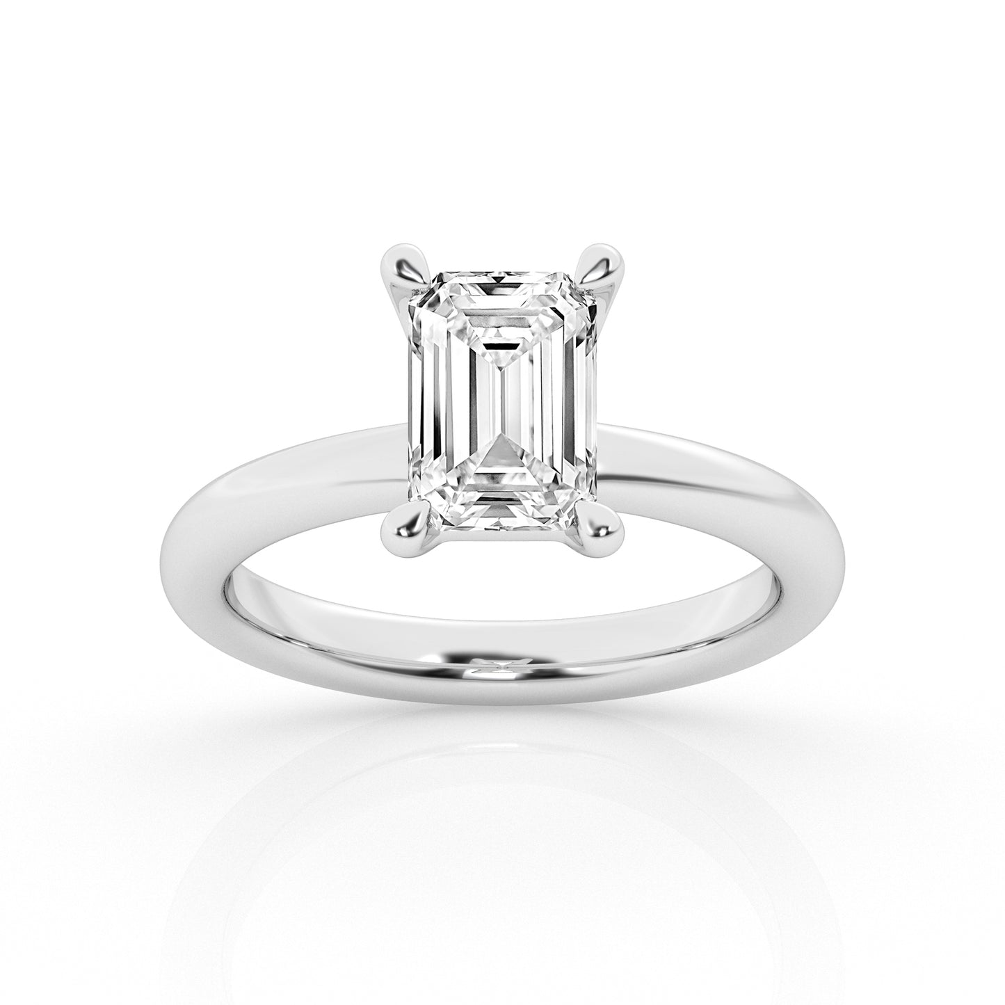 14K White Gold 4ct Emerald Cut Lab Diamond Solitaire Ring