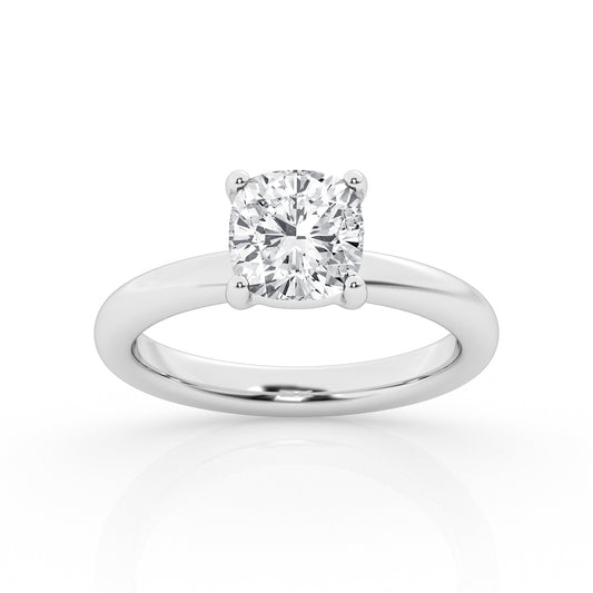 Timeless 1ct Cushion Lab Diamond Solitaire Ring in 14K White Gold