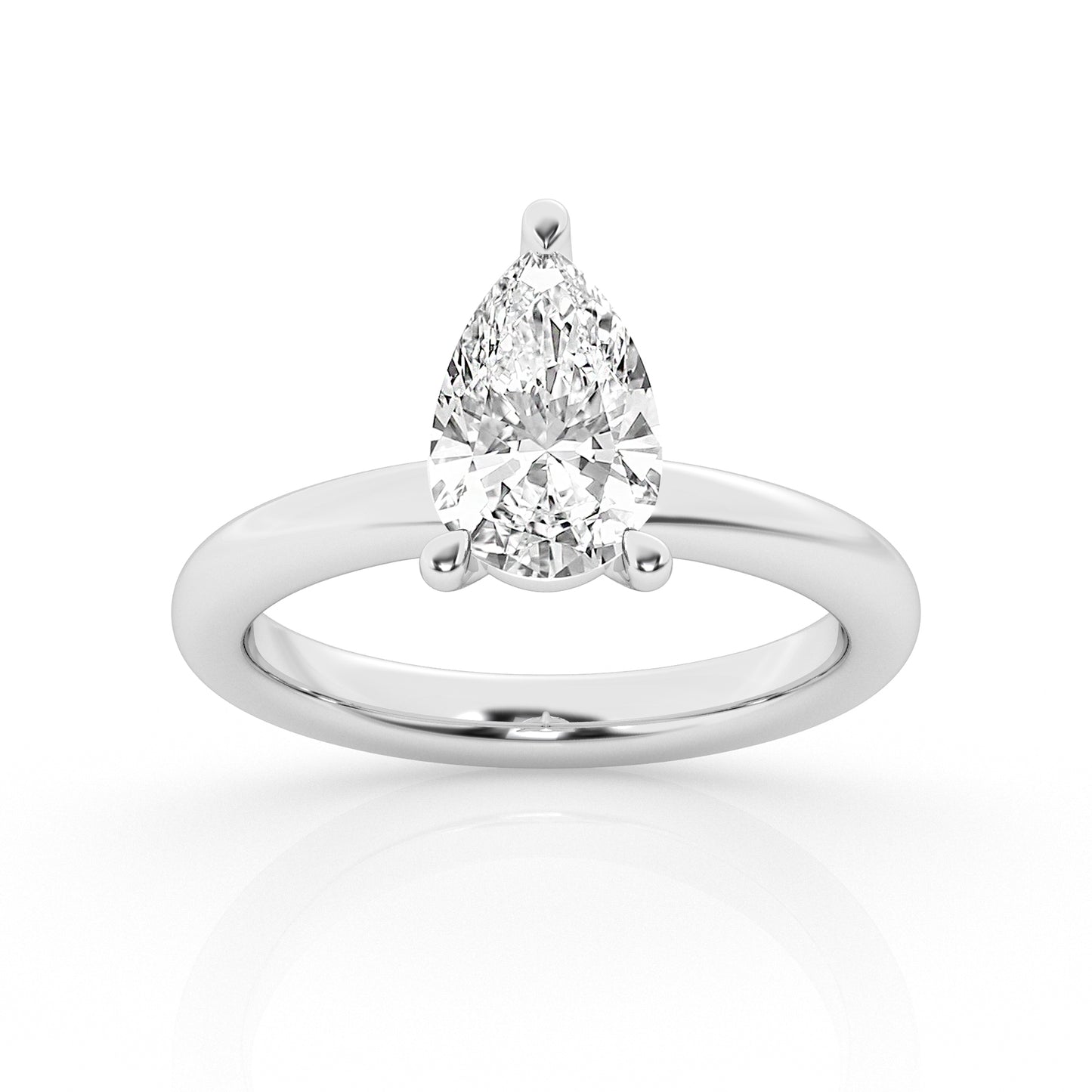 14K White Gold 3ct Pear Lab Diamond Solitaire Ring