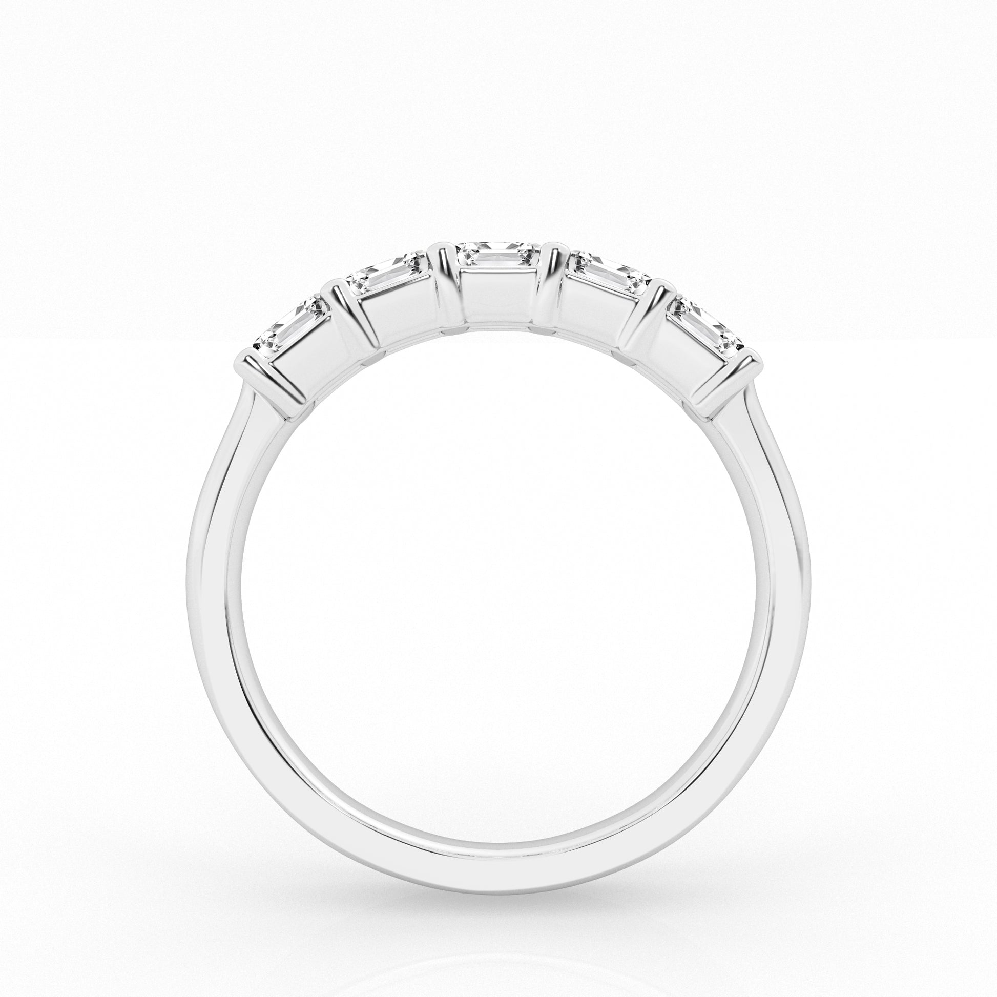 14K White Gold Emerald Cut Lab Diamond 5-Stone Ring
